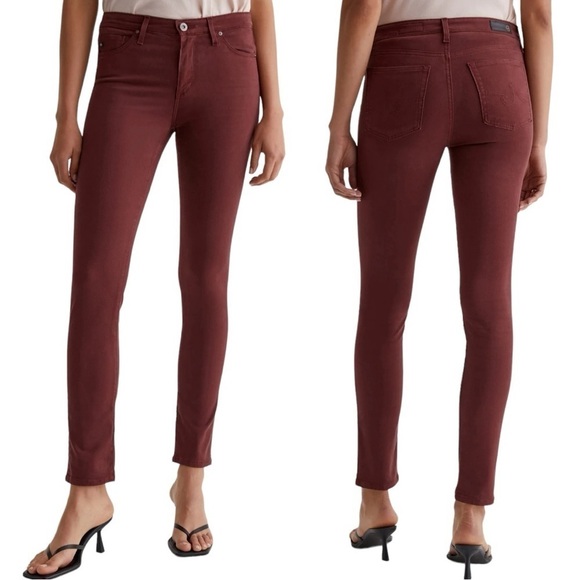NWT AG ADRIANO GOLDSCHMEID Prima Cigarette Leg Dark Plum Pant Size 33 - Picture 1 of 8
